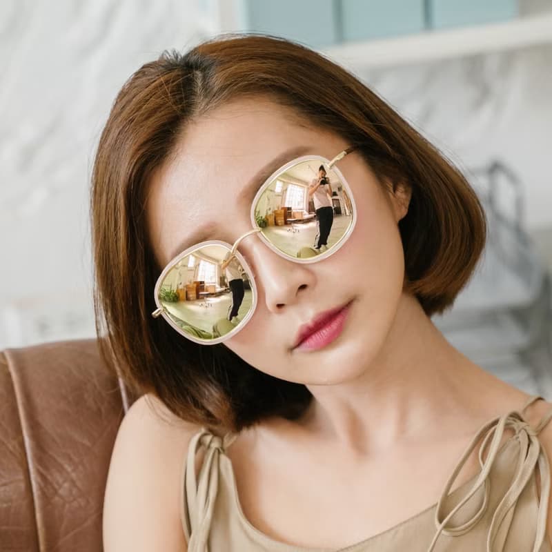 微暈少女的假期│韓流微暈粉色水銀偏光UV400墨鏡