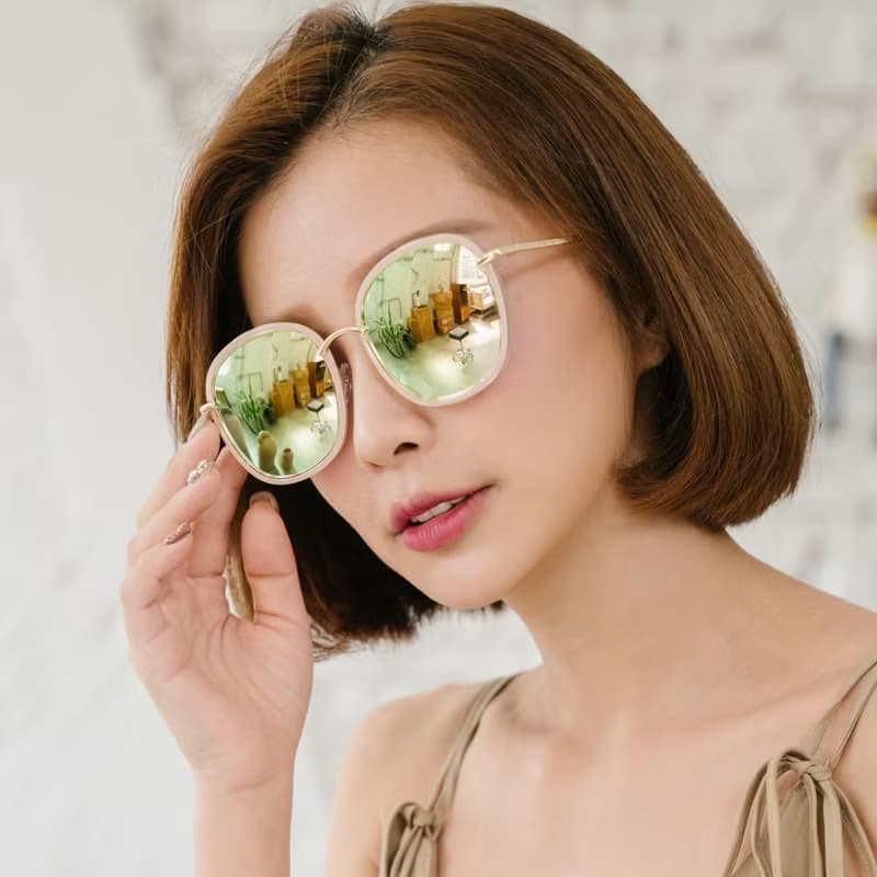 微暈少女的假期│韓流微暈粉色水銀偏光UV400墨鏡