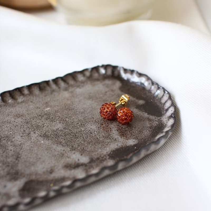 串珠耳飾_金平糖/琥珀色/beading earrings