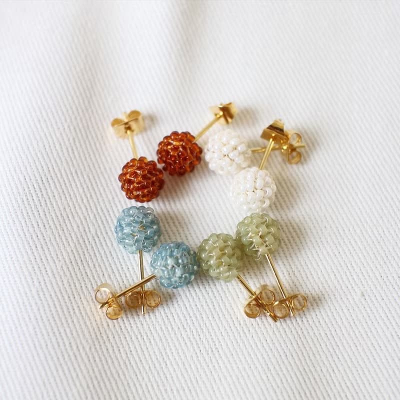 串珠耳飾_金平糖/琥珀色/beading earrings