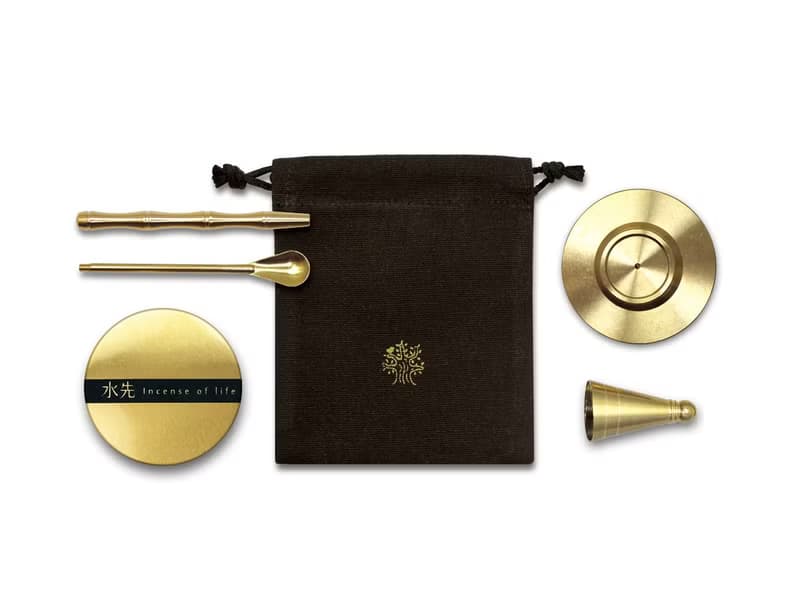 黃銅置香三件組 (含旅行用束口袋與體驗薰香粉)
