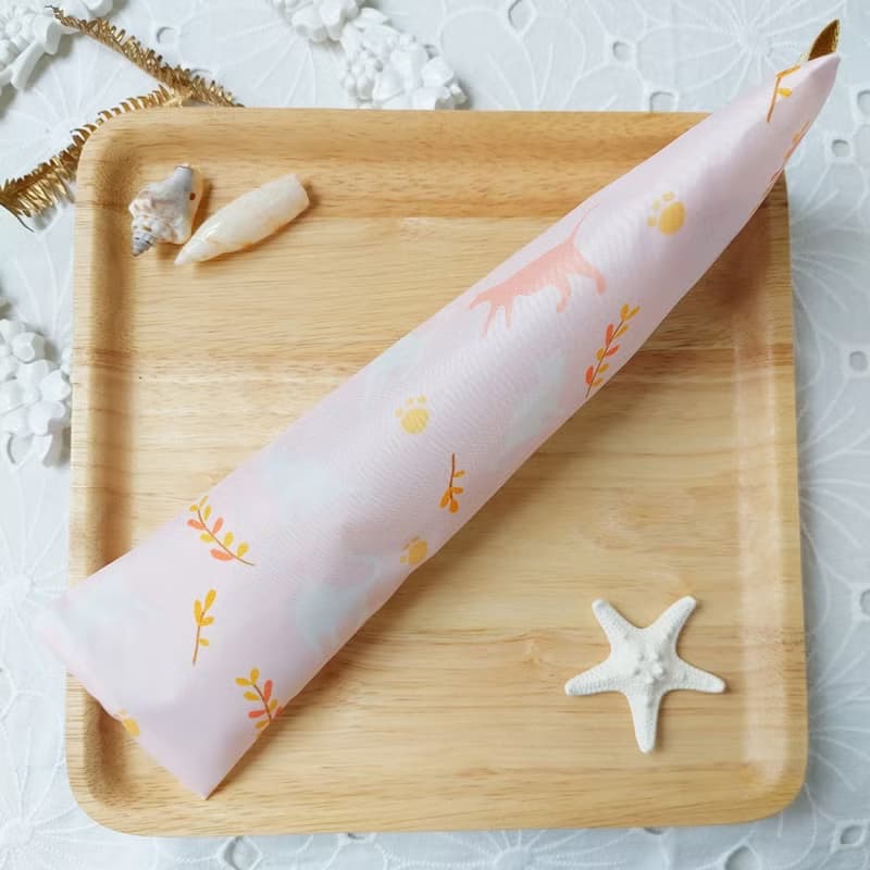 韓國粉紅色貓咪防水布拉鍊立體餐具袋