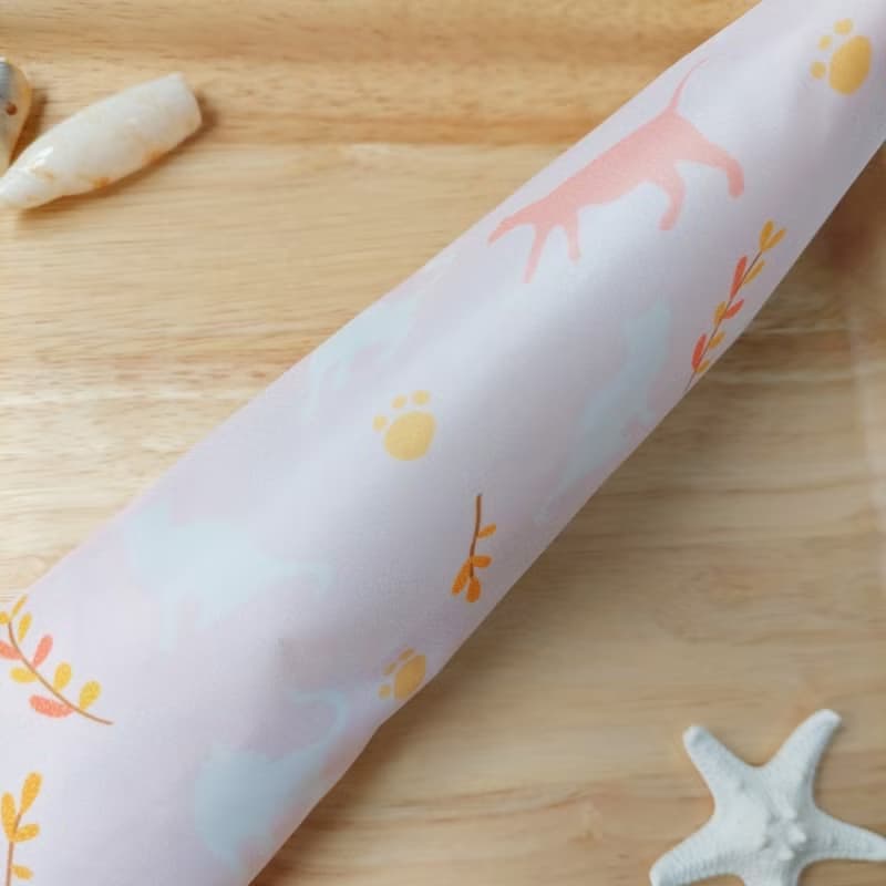 韓國粉紅色貓咪防水布拉鍊立體餐具袋