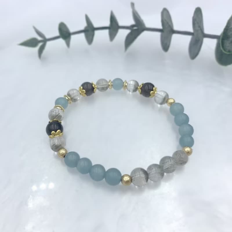 嚮星 / 冰曜石 幽靈髮晶 藍方解 水晶手鍊