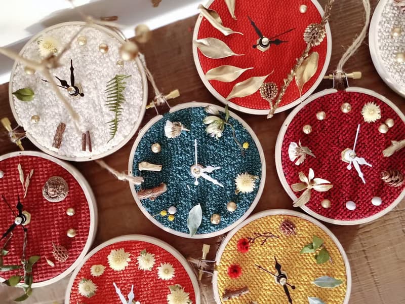 【零廢小品】E05.布框花鐘/乾燥花/亦可選材料包F02.