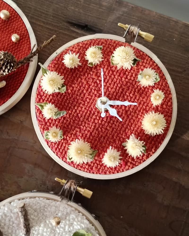 【零廢小品】E05.布框花鐘/乾燥花/亦可選材料包F02.