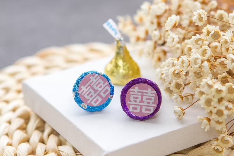 粉色囍字水滴巧克力 KISSES婚禮喜糖(每包100顆)