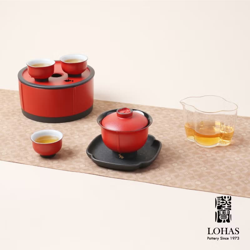 陸寶 福照萬家蓋碗茶組 蓋碗3杯+玻璃茶海+水方 茶具組 茶器