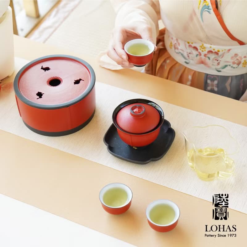 陸寶 福照萬家蓋碗茶組 蓋碗3杯+玻璃茶海+水方 茶具組 茶器