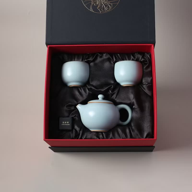 陸寶 汝窯 西施望月茶組 1壺2杯 茶具組 茶器