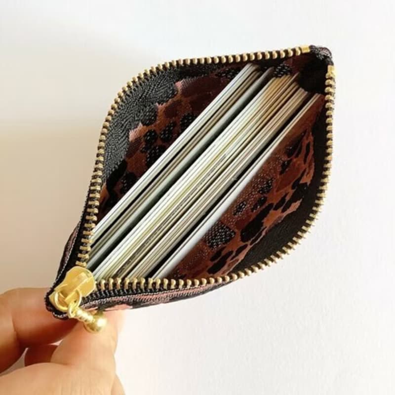 ミニポーチ【金魚】畳縁製　カードケース　小銭入れ　和風　縁起物　緑　和風　シノワズリ