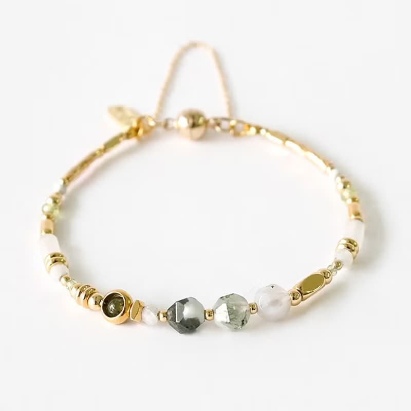 事業 x 水草瑪瑙 橄欖石 白玉 月光石 白紋石 綠【星空浩瀚】手鍊