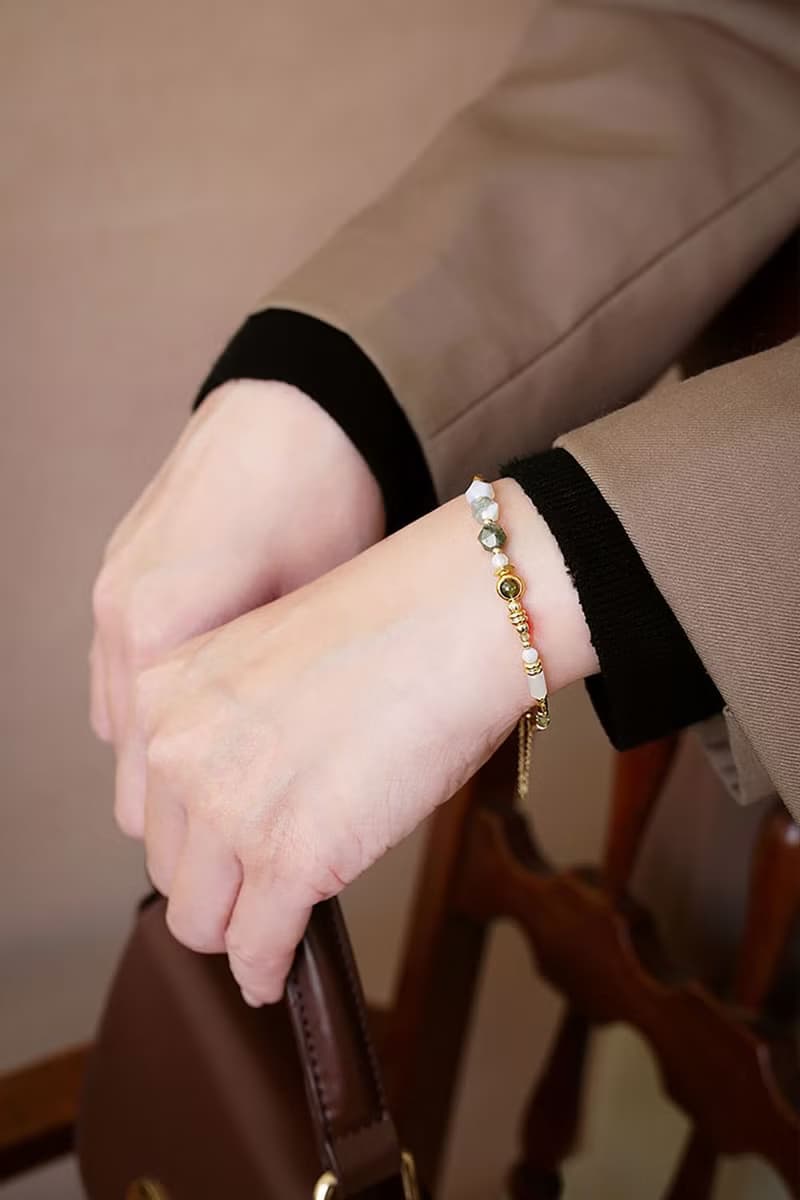 事業 x 水草瑪瑙 橄欖石 白玉 月光石 白紋石 綠【星空浩瀚】手鍊