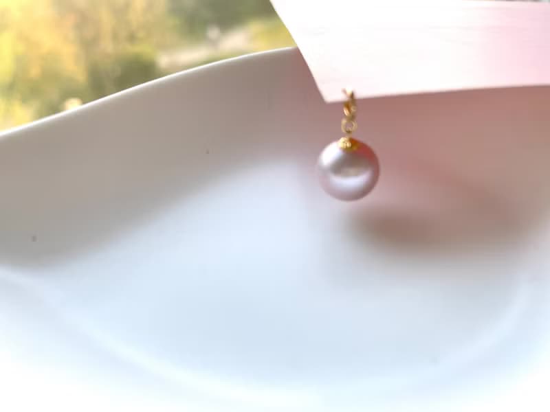 萬能吊墜 天然淡水珍珠 紫色珍珠 18K金