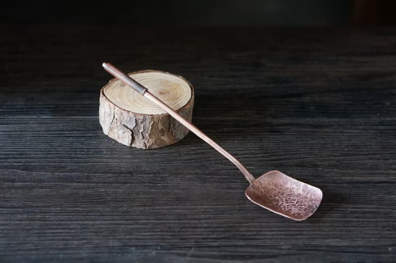 【溪山手作】手工紫銅錘紋茶匙 分茶長柄茶則 茶鏟咖啡豆勺