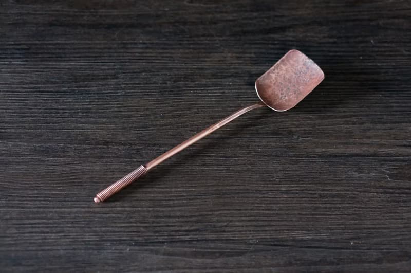 【溪山手作】手工紫銅錘紋茶匙 分茶長柄茶則 茶鏟咖啡豆勺
