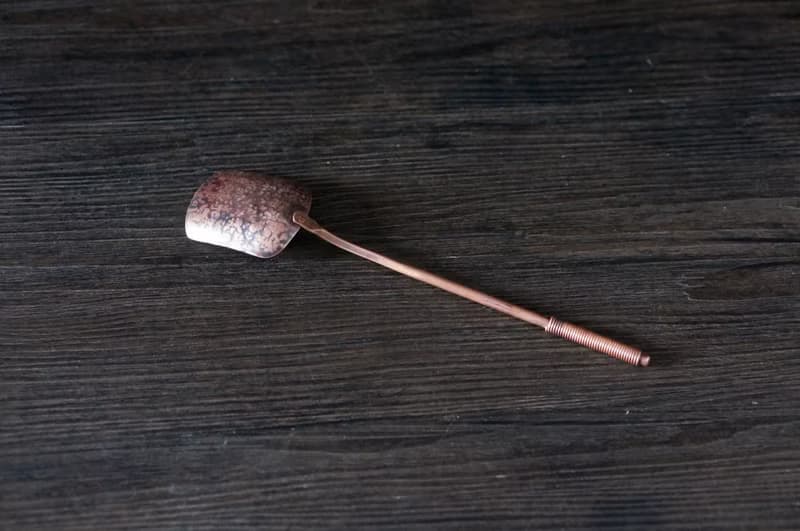 【溪山手作】手工紫銅錘紋茶匙 分茶長柄茶則 茶鏟咖啡豆勺