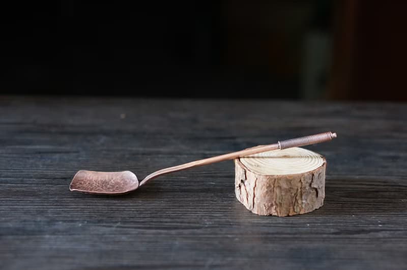 【溪山手作】手工紫銅錘紋茶匙 分茶長柄茶則 茶鏟咖啡豆勺