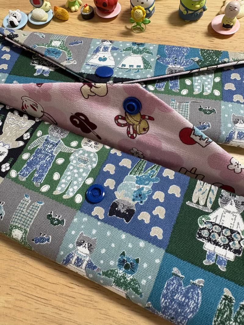 文青風環保純棉筷袋 紳士貓咪 廚師 原麻卡通格 厚實手感 日本 潮