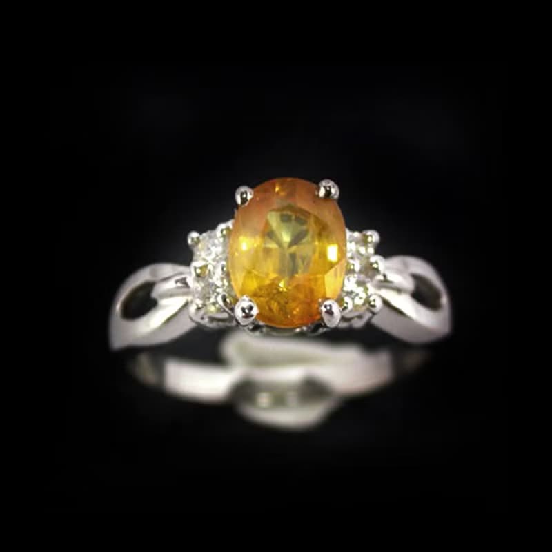 Natural yellow golden sapphier ring silver sterling 8.5 x 6 size 7.0 free resize