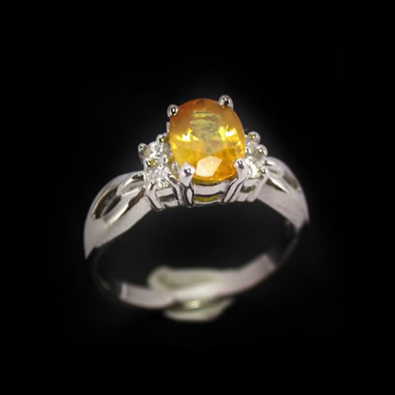 Natural yellow golden sapphier ring silver sterling 8.5 x 6 size 7.0 free resize