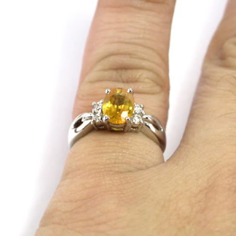 Natural yellow golden sapphier ring silver sterling 8.5 x 6 size 7.0 free resize
