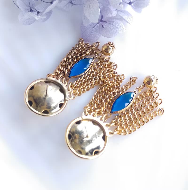 Vintage Jewelry 西洋古董飾品 金色調 復古流蘇 針式耳環