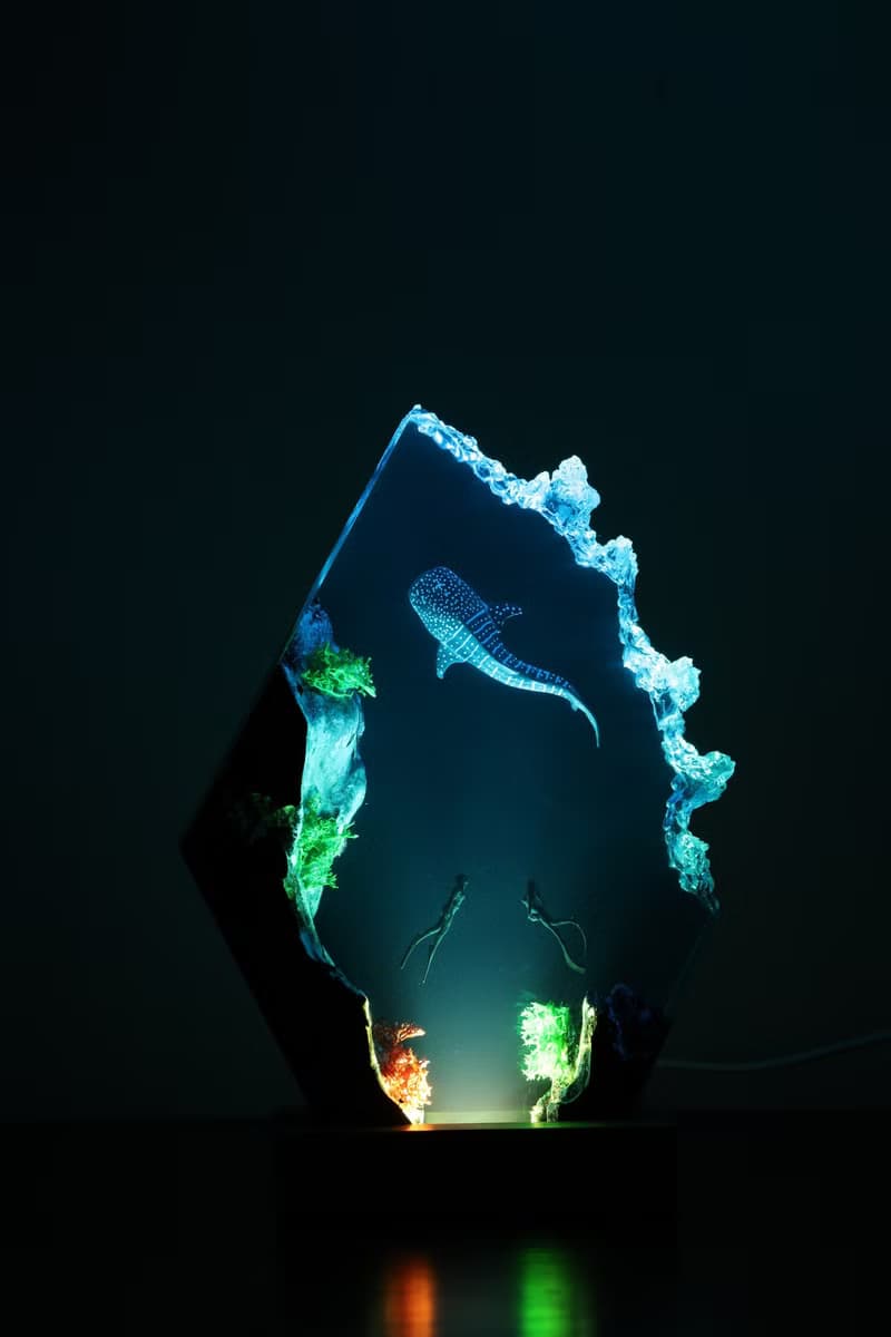 深海豆腐鯊、樹酯實木夜燈、辦公室桌面擺件、居家藝術雕塑、精品