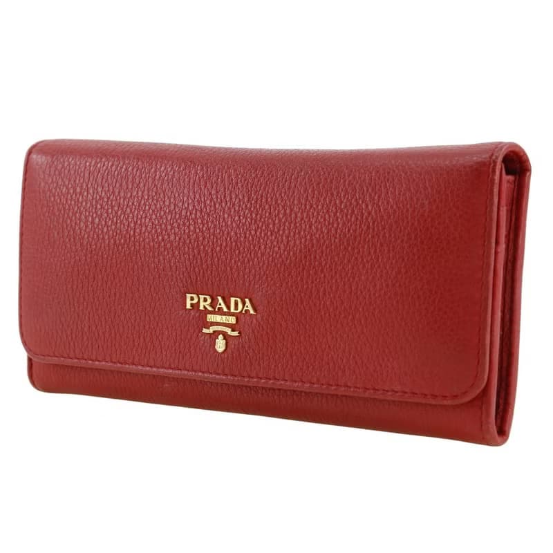 【日本直送】プラダ PRADA ヴィッテロダイノ 長財布 1MH132 レザー 赤 レディース【中古】