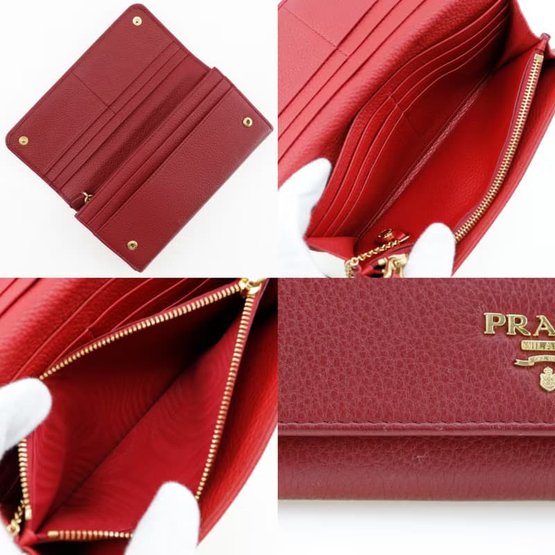 【日本直送】プラダ PRADA ヴィッテロダイノ 長財布 1MH132 レザー 赤 レディース【中古】