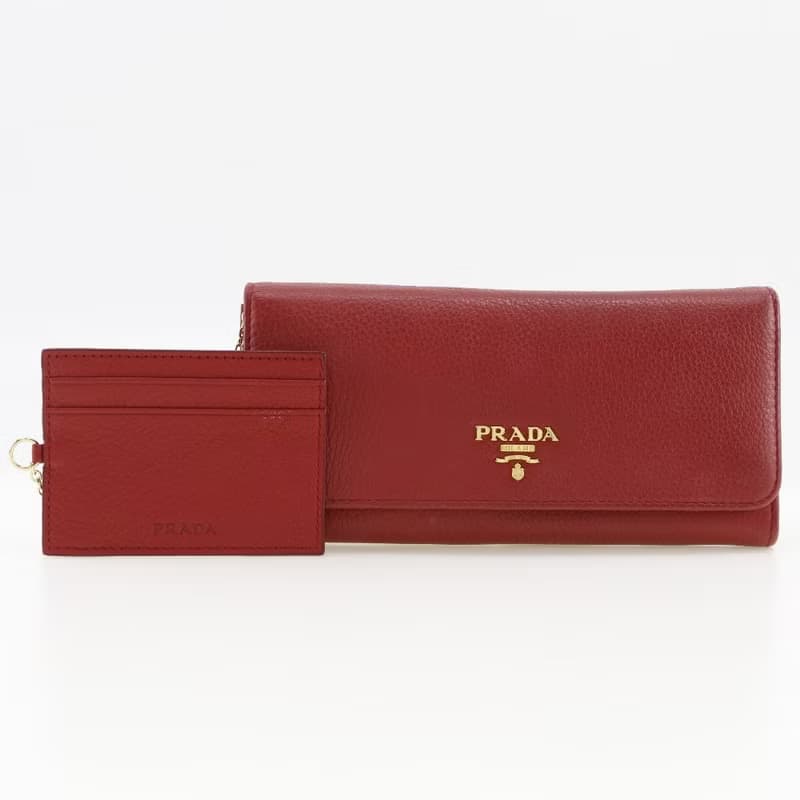 【日本直送】プラダ PRADA ヴィッテロダイノ 長財布 1MH132 レザー 赤 レディース【中古】