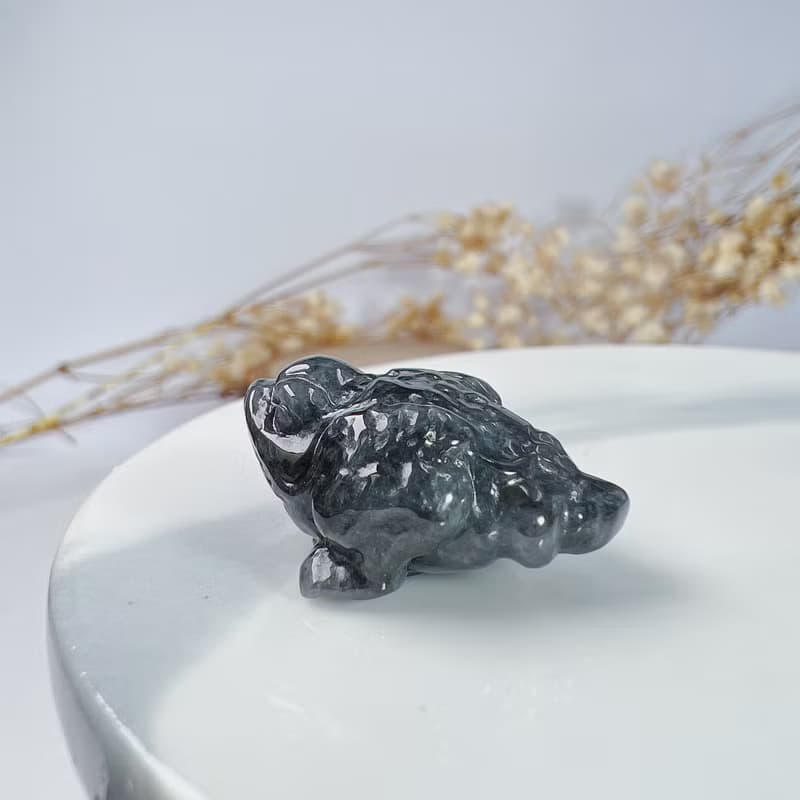 【招財神獸】烏雞翡翠三腳蟾蜍 | 天然緬甸玉A貨翡翠 | 送禮