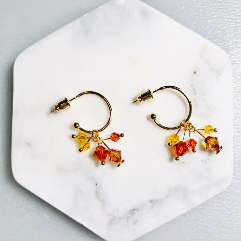 流星耳環 925純銀鍍金 水晶耳環 喜慶耳環 情人節禮物 慶典耳環