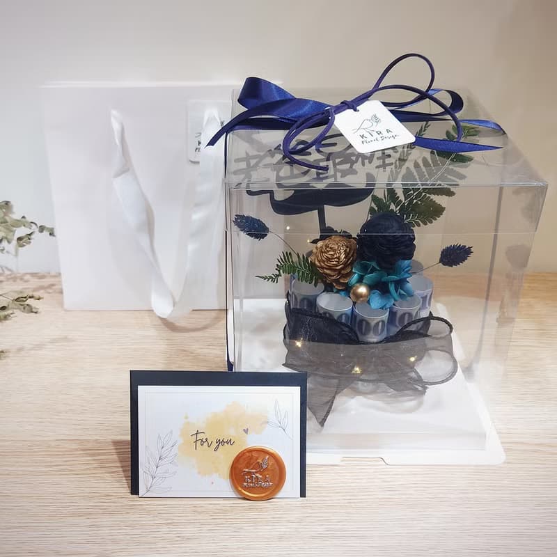 祝爸爸有錢花! 索拉花有錢花迷你蛋糕/有錢花蛋糕/永生花/父親節