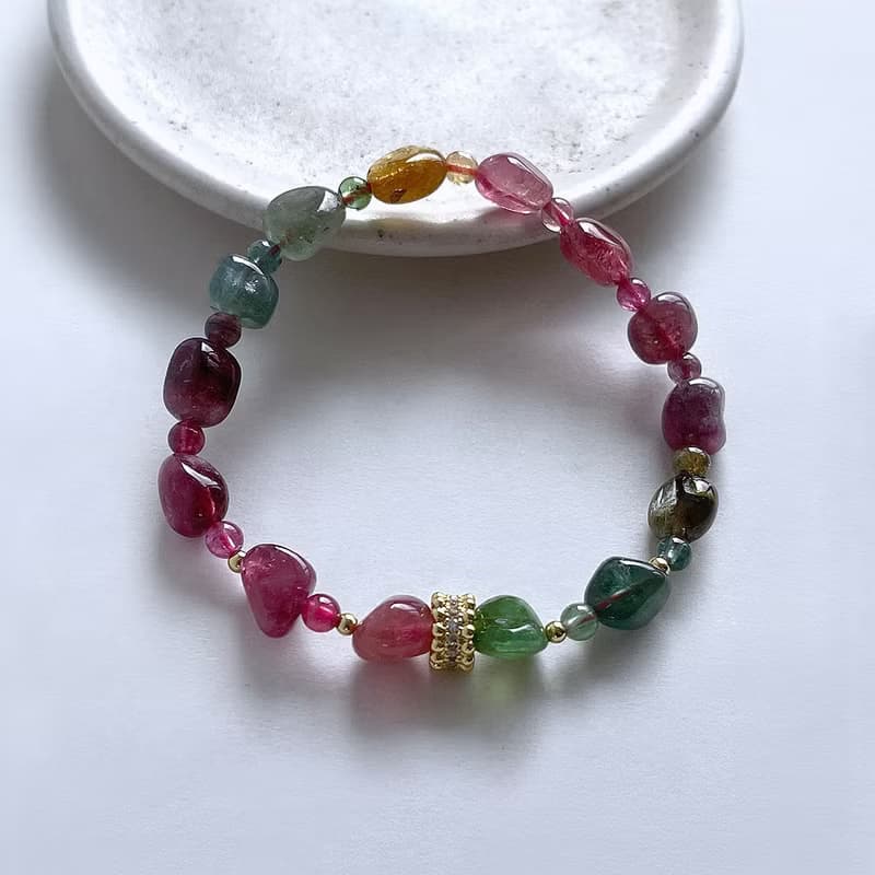 寶石系  天然礦石 碧璽原石礦珠 手鍊