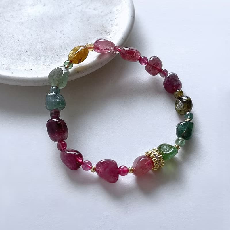 寶石系  天然礦石 碧璽原石礦珠 手鍊