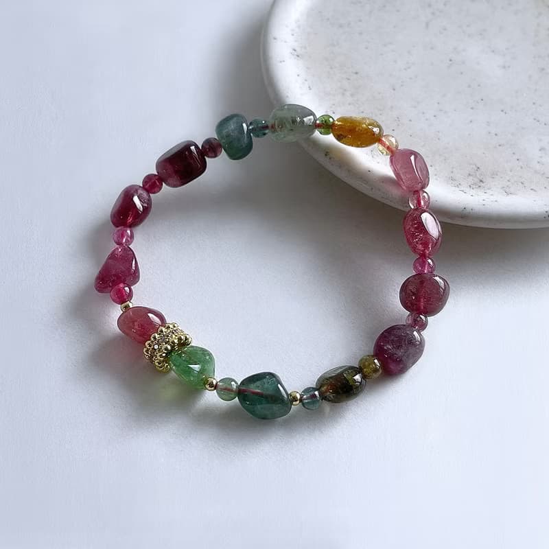 寶石系  天然礦石 碧璽原石礦珠 手鍊