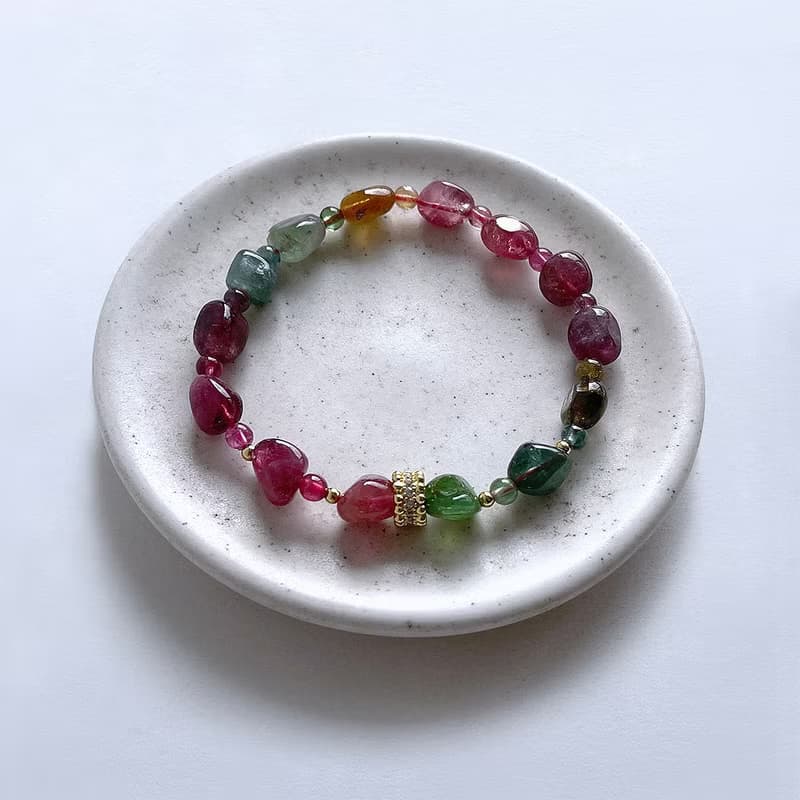 寶石系  天然礦石 碧璽原石礦珠 手鍊