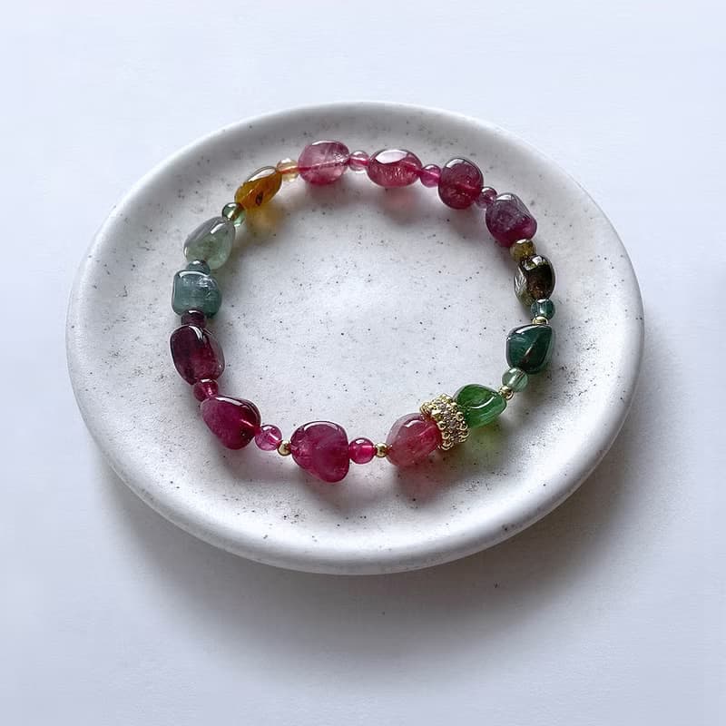 寶石系  天然礦石 碧璽原石礦珠 手鍊