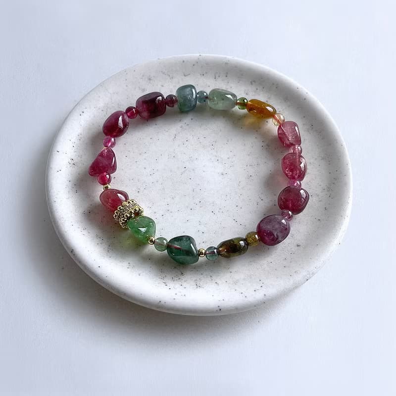 寶石系  天然礦石 碧璽原石礦珠 手鍊