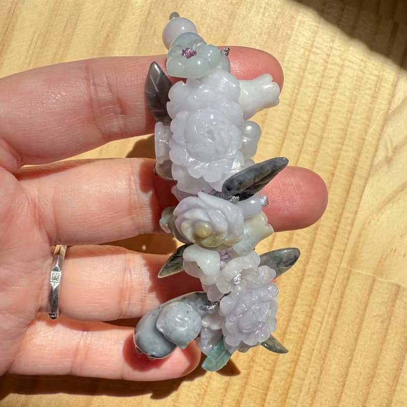 Handmade Jade Bracelet - Twilight Peony