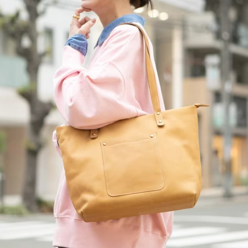 托特包 系統收納 分類用口袋 簡約風 日本直送 駝色
