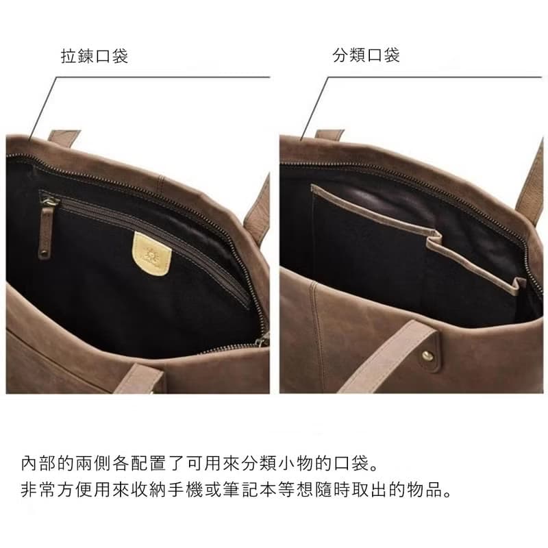 托特包 系統收納 分類用口袋 簡約風 日本直送 駝色