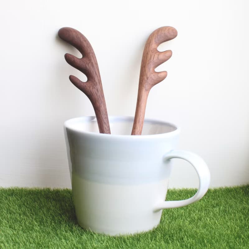 全新 愛喝咖啡的馴鹿湯匙(單支) 台灣限量手作 黑胡桃