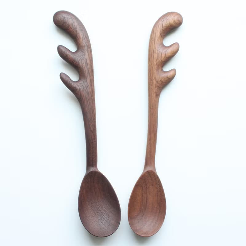 全新 愛喝咖啡的馴鹿湯匙(單支) 台灣限量手作 黑胡桃