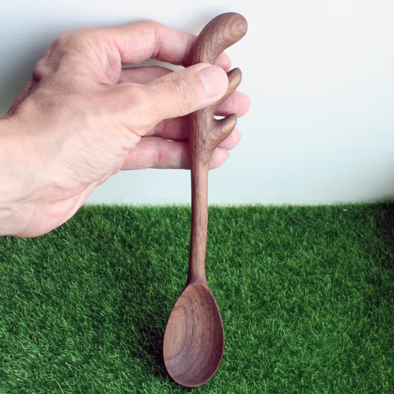 全新 愛喝咖啡的馴鹿湯匙(單支) 台灣限量手作 黑胡桃