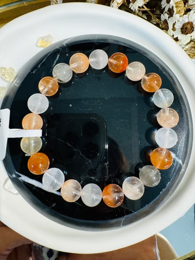 溫暖彩串透體半盆彩兔毛水晶9mm22.26g手珠溫暖正能量消除負面