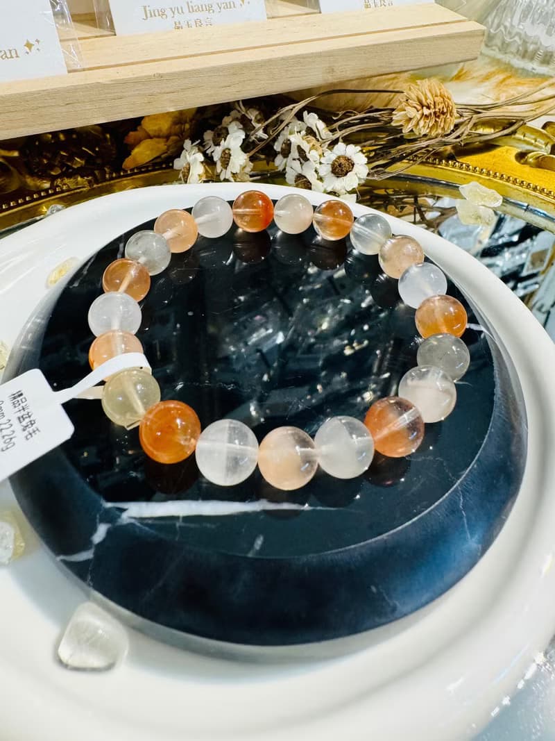 溫暖彩串透體半盆彩兔毛水晶9mm22.26g手珠溫暖正能量消除負面