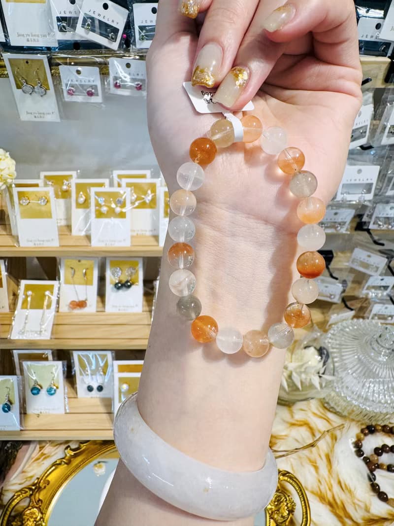 溫暖彩串透體半盆彩兔毛水晶9mm22.26g手珠溫暖正能量消除負面