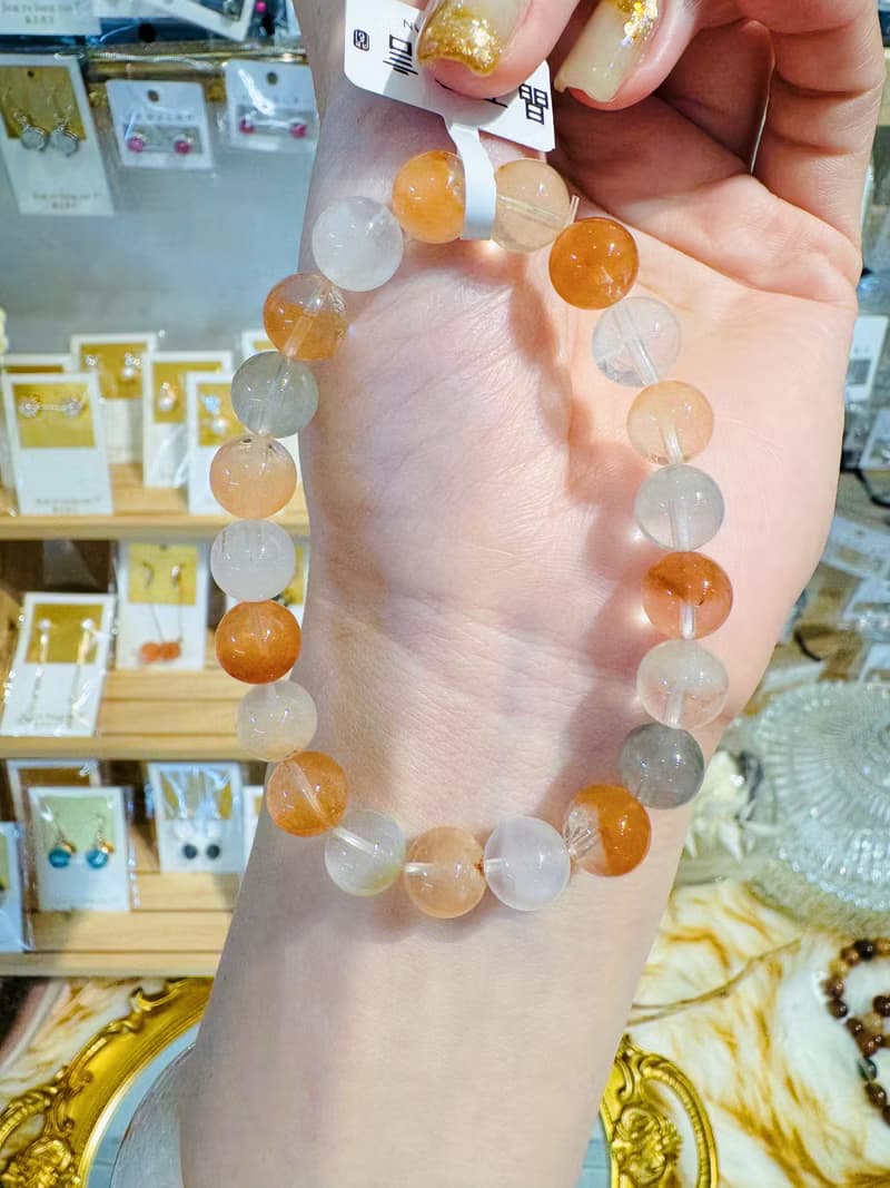 溫暖彩串透體半盆彩兔毛水晶9mm22.26g手珠溫暖正能量消除負面